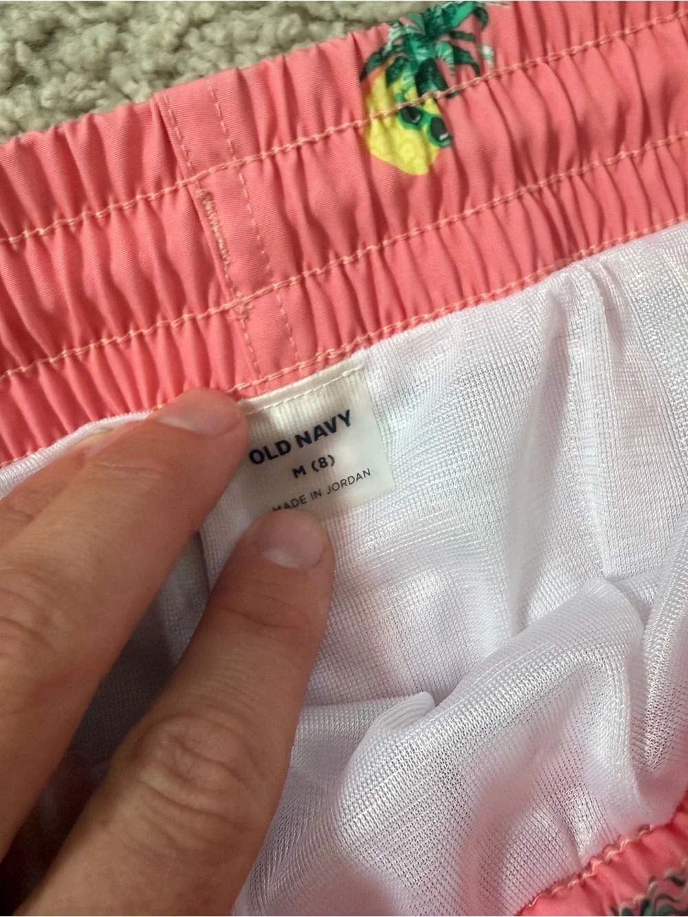 Old Navy Kids' Bright Pink Pineapple & Neon Green Swim Trunks Set